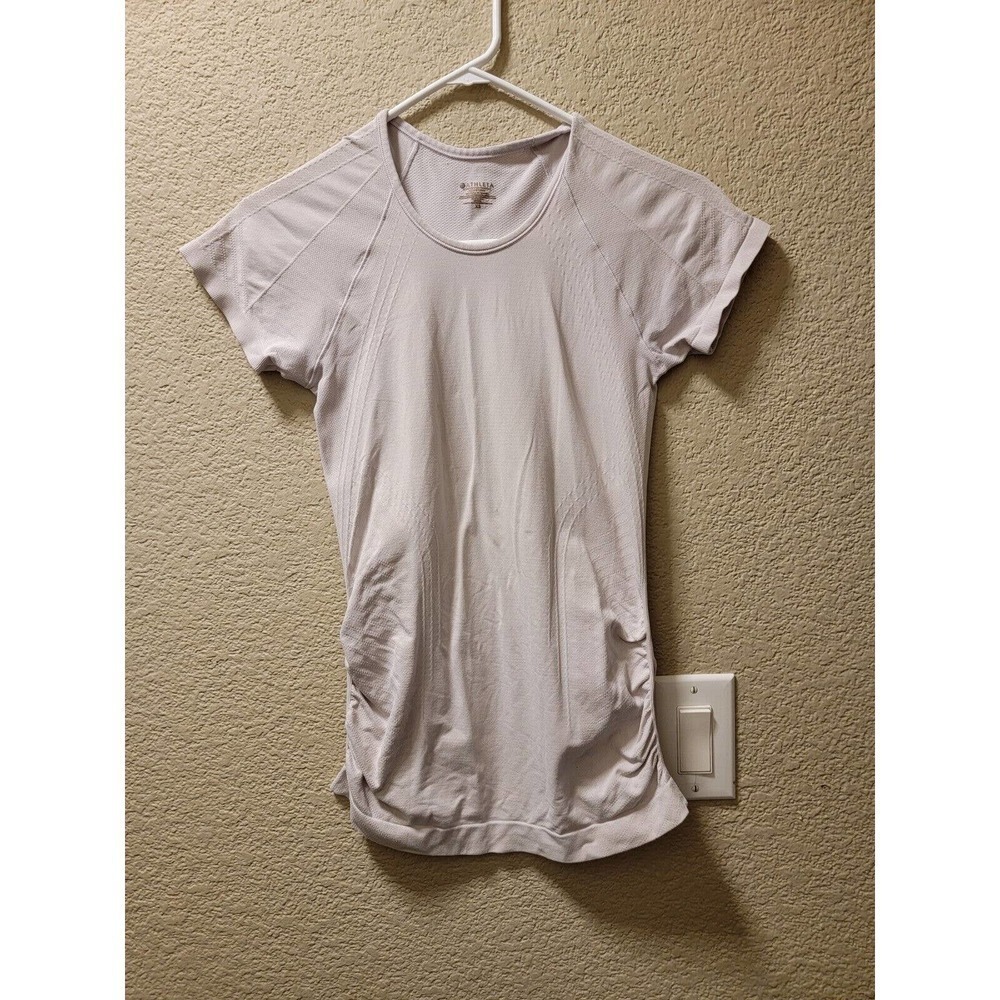 Athleta Athletic Top Light Gray Rouged Sides Size XS
